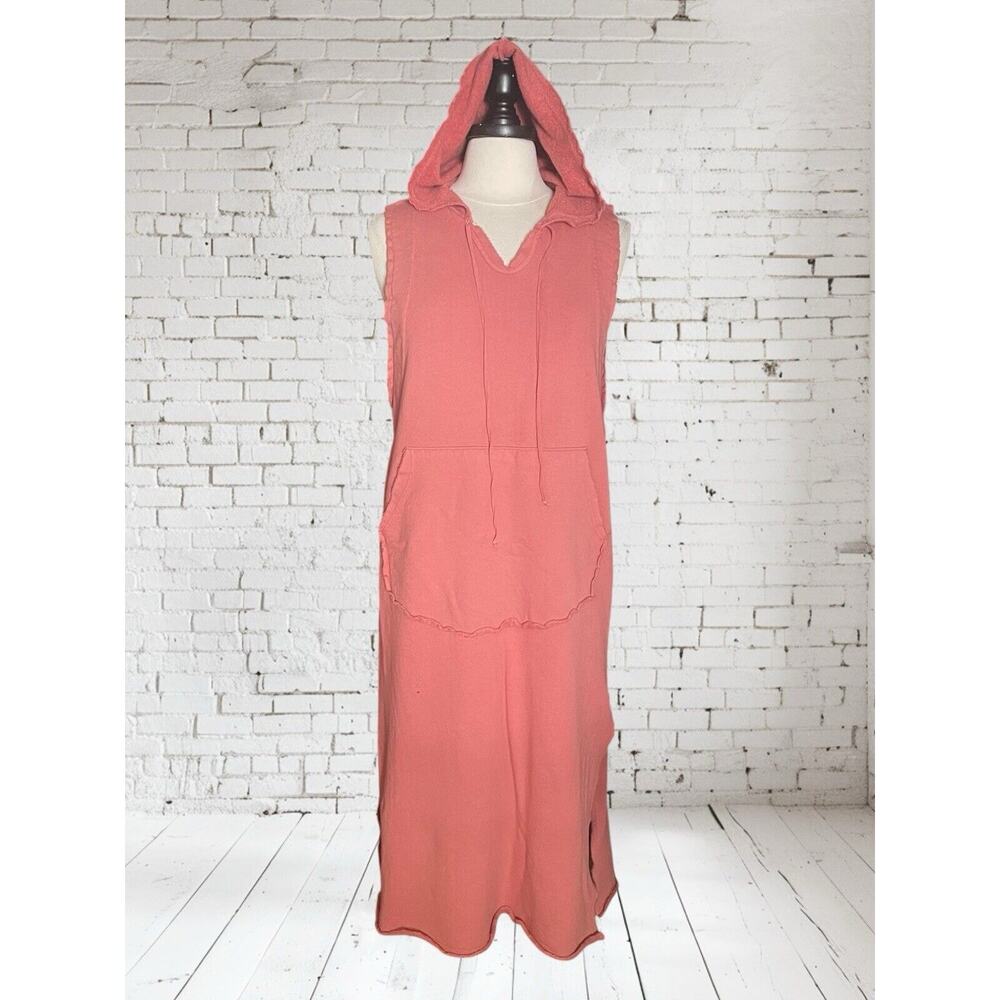 Giuseppa Collection Italy Midi‎ Sweatshirt Dress Sz M Pink Hooded Sleeveless